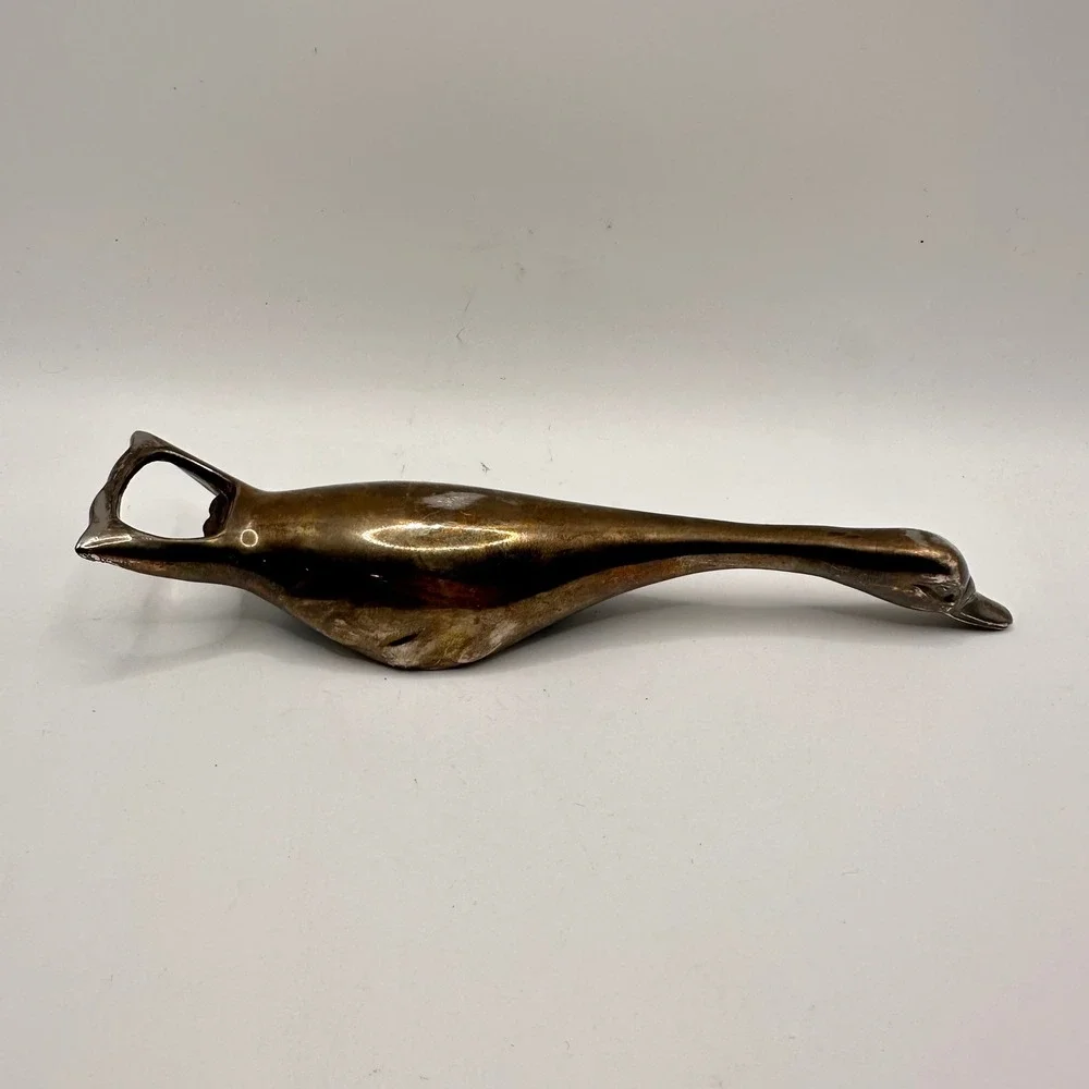 Vintage Brass Goose Bottle Opener Nutcracker MCM Mid Century Modern Barware